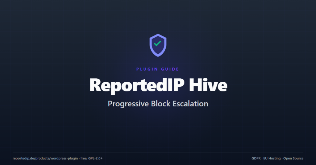 ReportedIP Hive plugin guide cover — progressive brute-force IP blocking